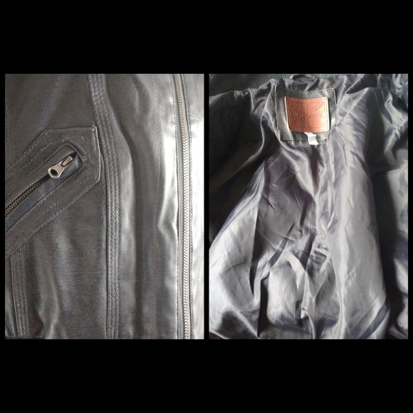 Vegan Leather Pilot Bomber Jacket in Navy-Size L - Picture 6 of 7